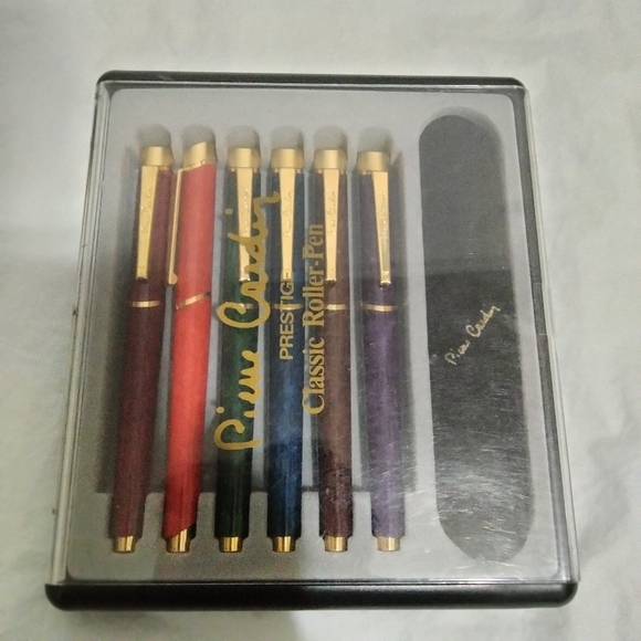 (6) Pierre Cardin Prestige Classic Roller Pen + Covers Writable but not smooth - Picture 1 of 4